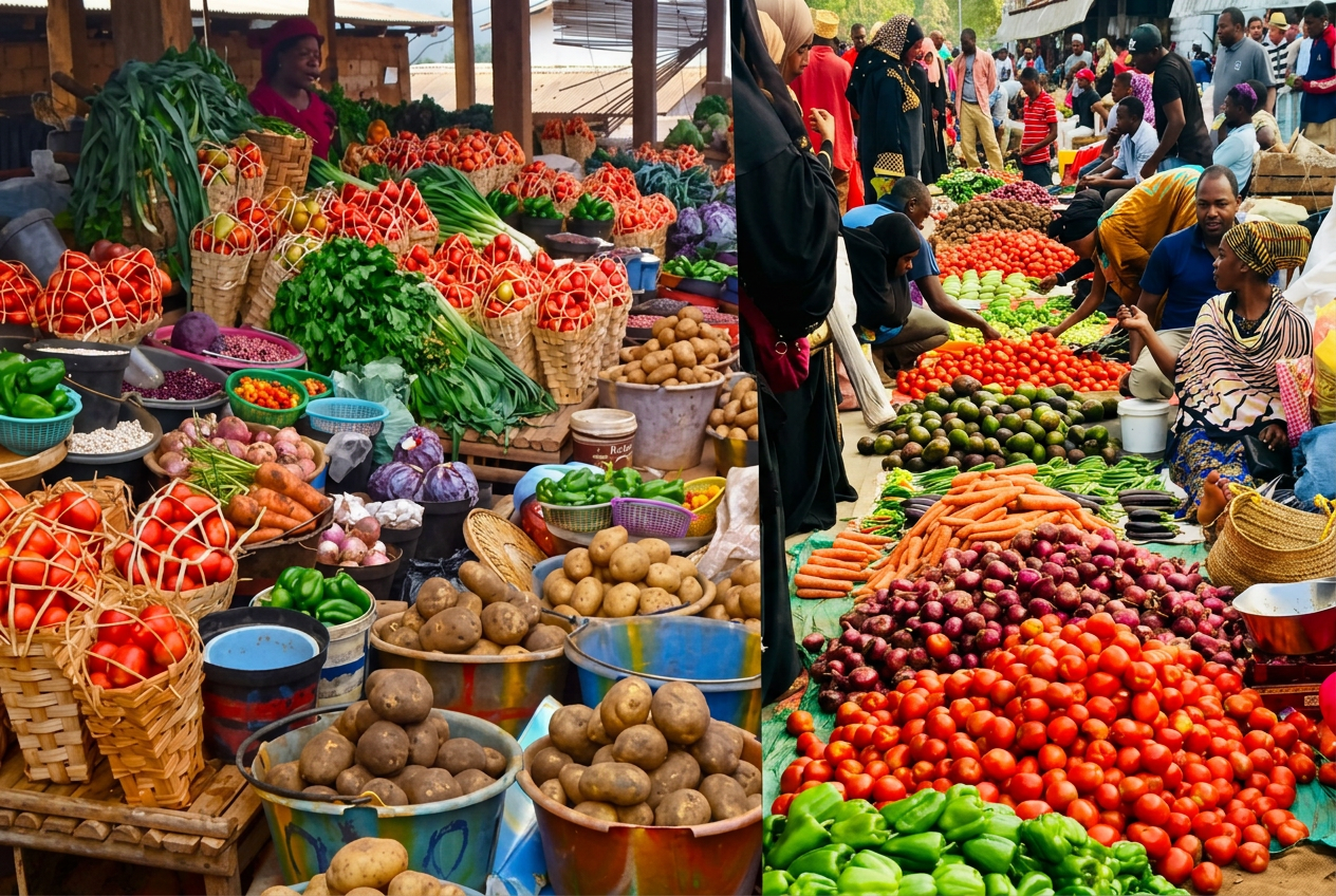 Cameroonian vendors at a vibrant local market